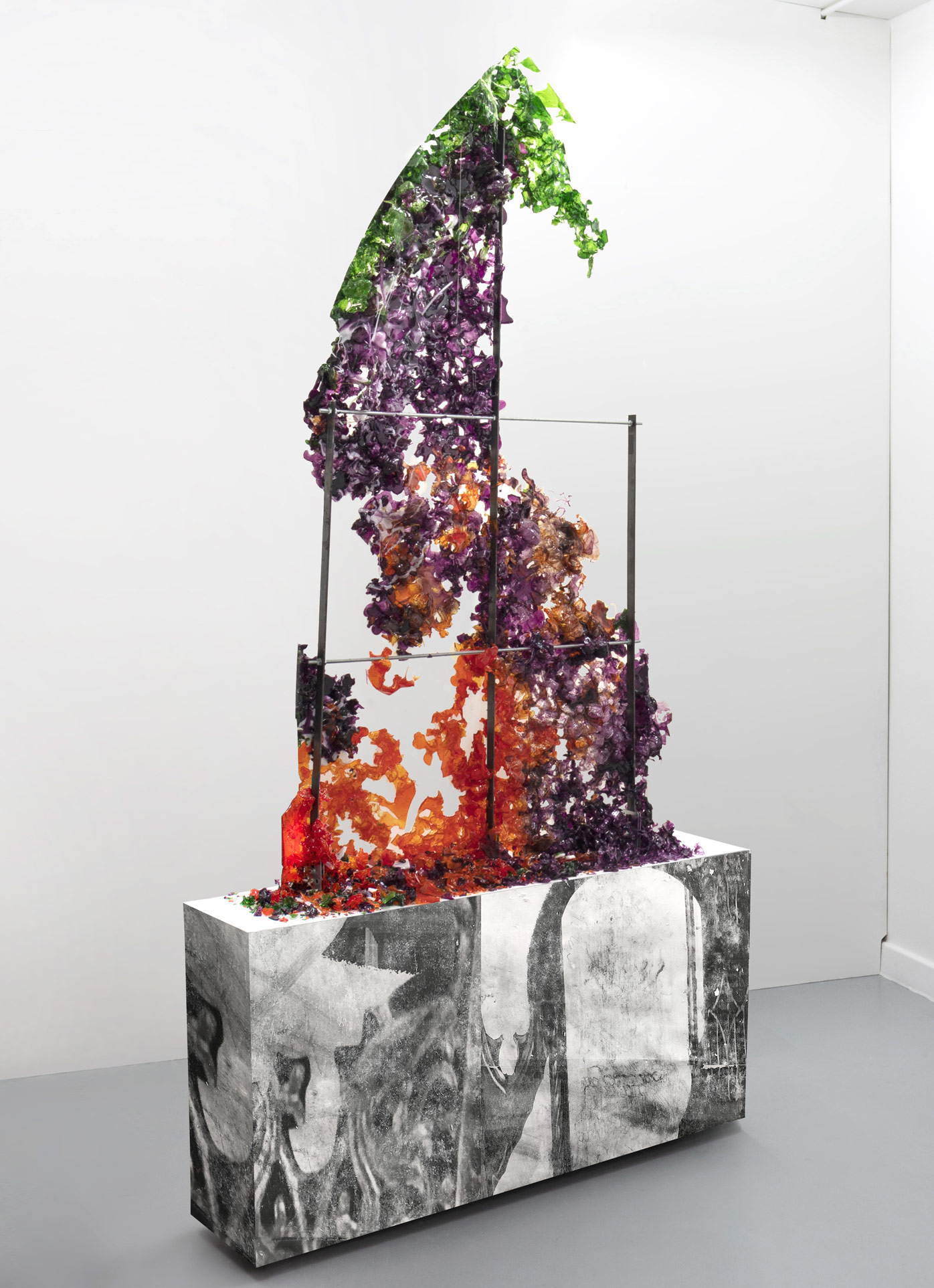 Coralline Arch I. Glass wax, steel, wood, Xerox print. 220cm(H) x 120cm(W) x 40cm(D), 2020 Coralline Arch I. Glass wax, steel, wood, Xerox print. 220cm(H) x 120cm(W) x 40cm(D), 2020