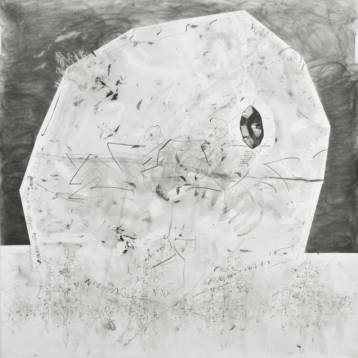 Reliquary Pendant 2, Graphite on Paper, 120cm x 120cm, 2015